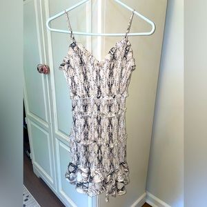 Boutique Snakeskin Fitted Ruffle Dress